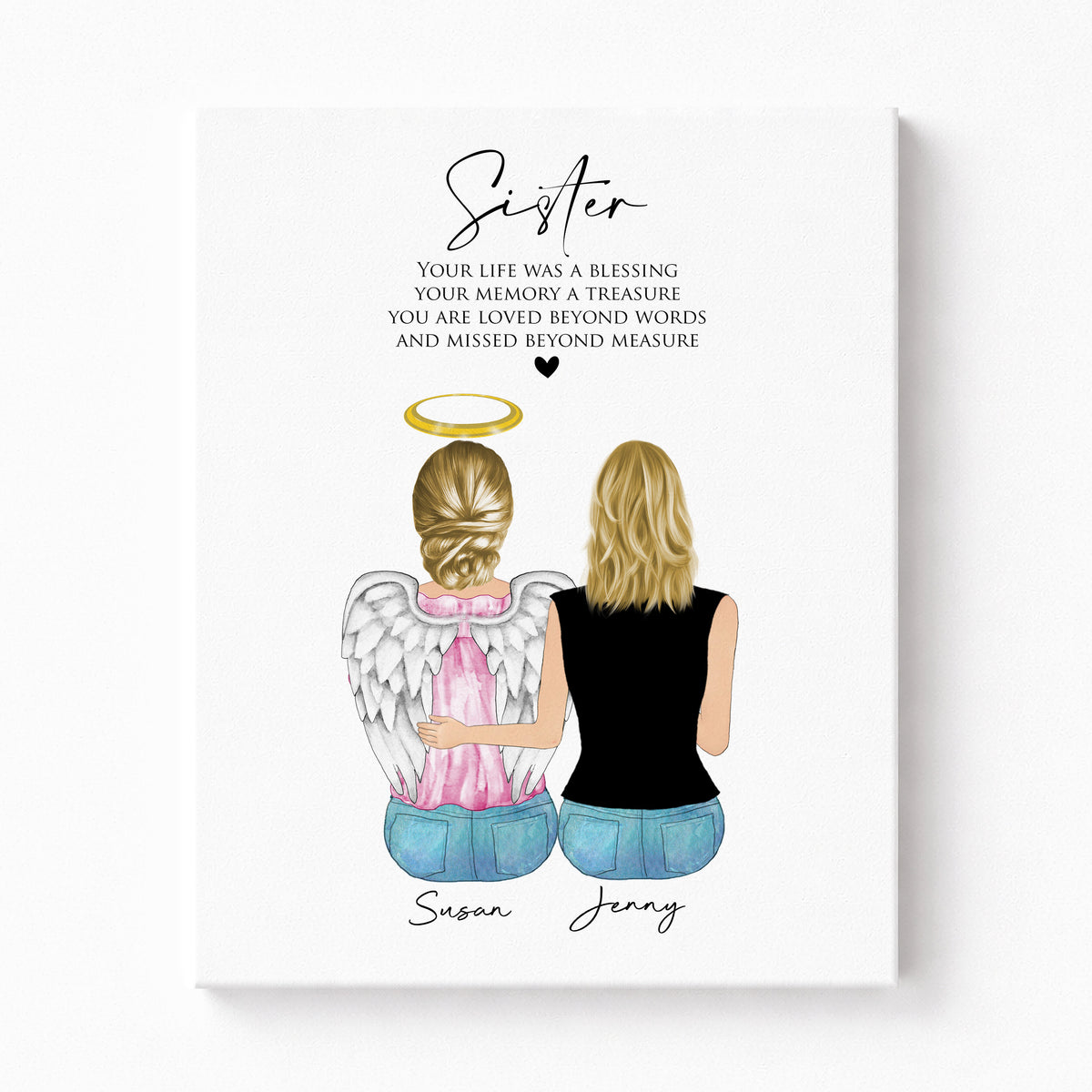 Loss of Sister Memorial Portrait | Personalized Sympathy Gift