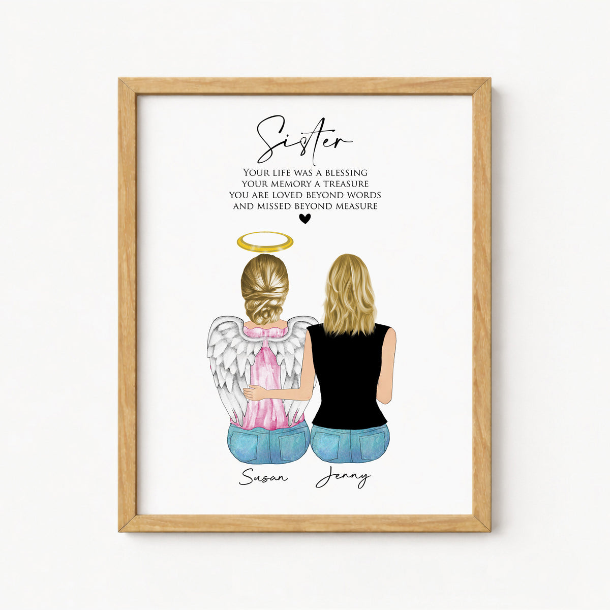 Loss of Sister Memorial Portrait | Personalized Sympathy Gift