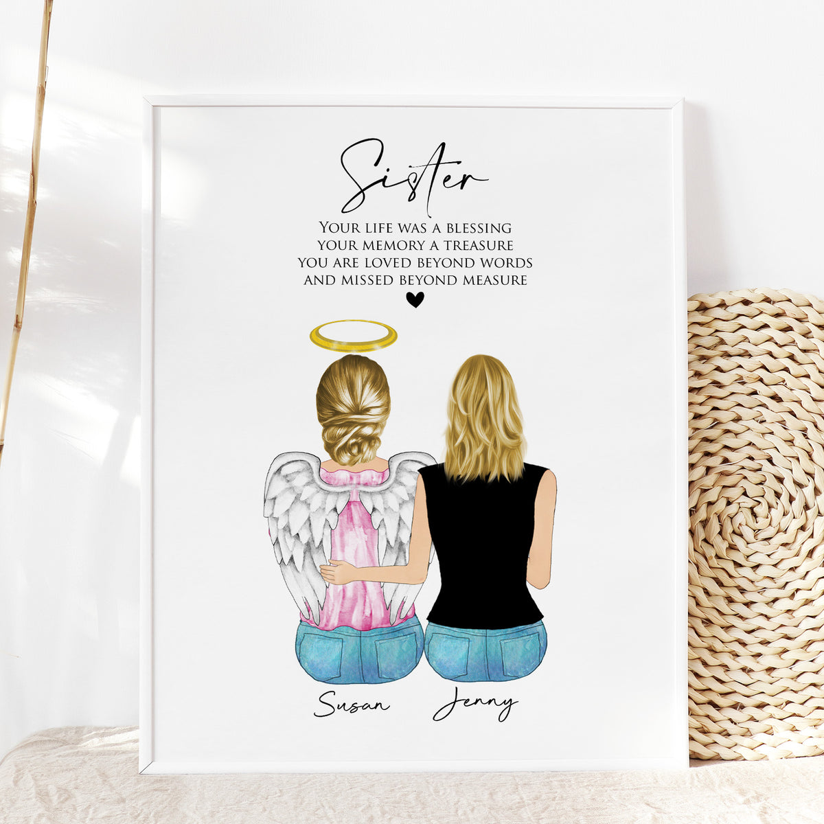 Loss of Sister Memorial Portrait | Personalized Sympathy Gift