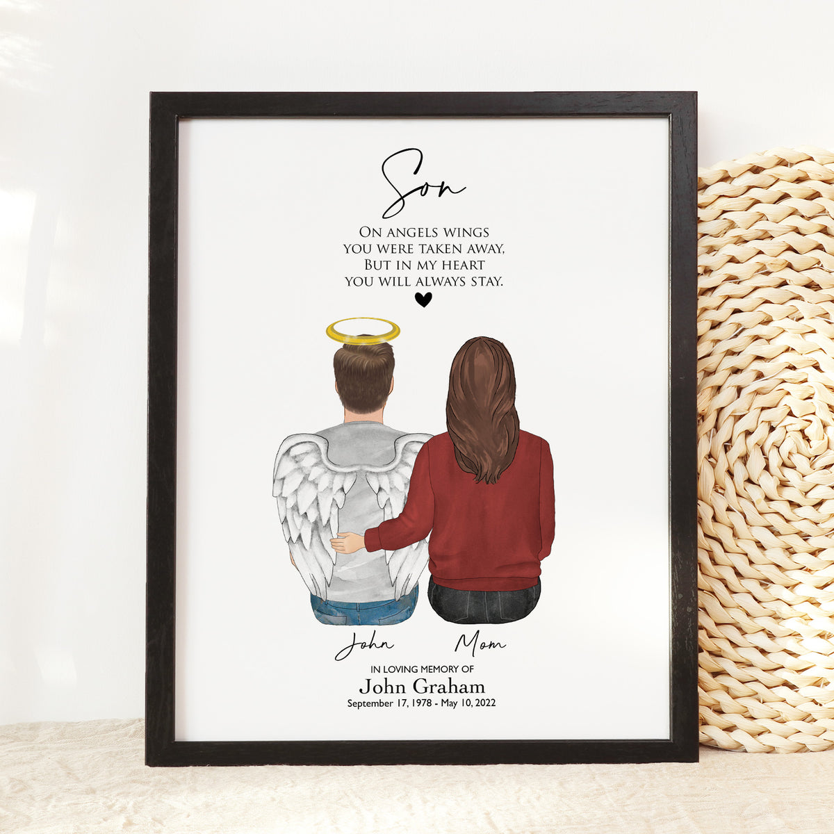 Loss of Son Memorial Print | Personalized Wall Art with Poem