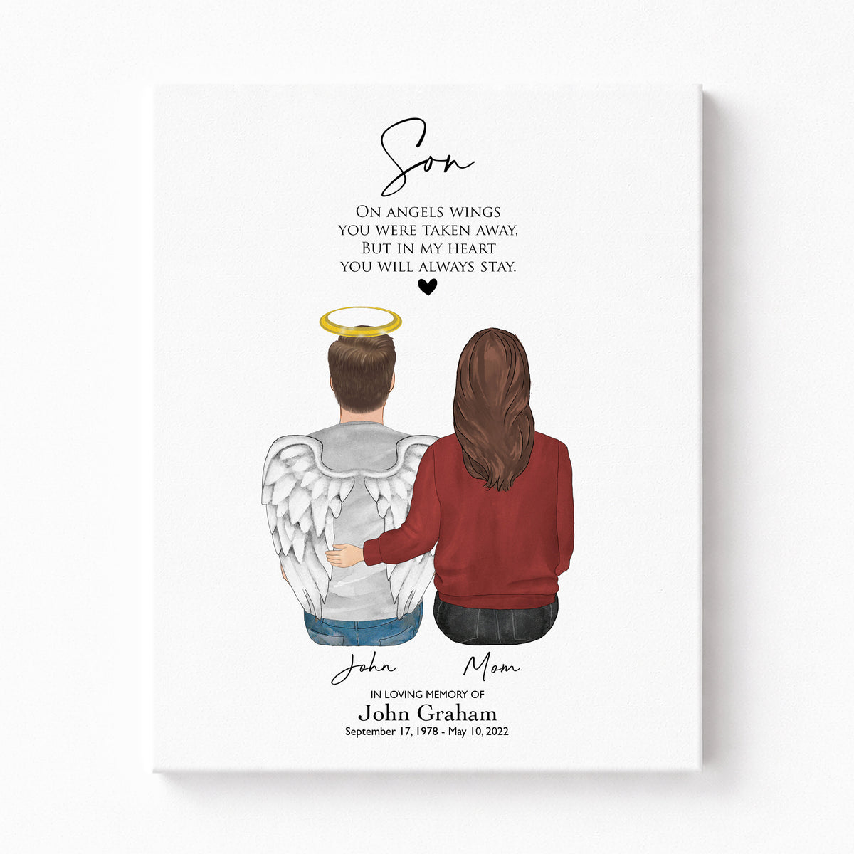 Loss of Son Memorial Print | Personalized Wall Art with Poem
