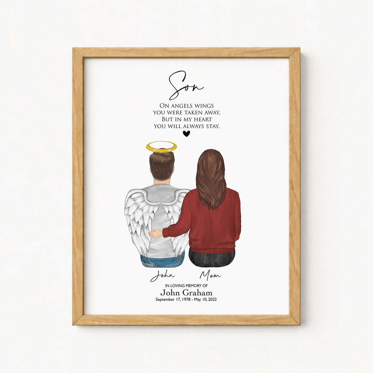 Loss of Son Memorial Print | Personalized Wall Art with Poem