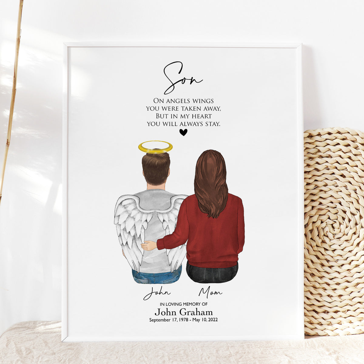 Loss of Son Memorial Print | Personalized Wall Art with Poem