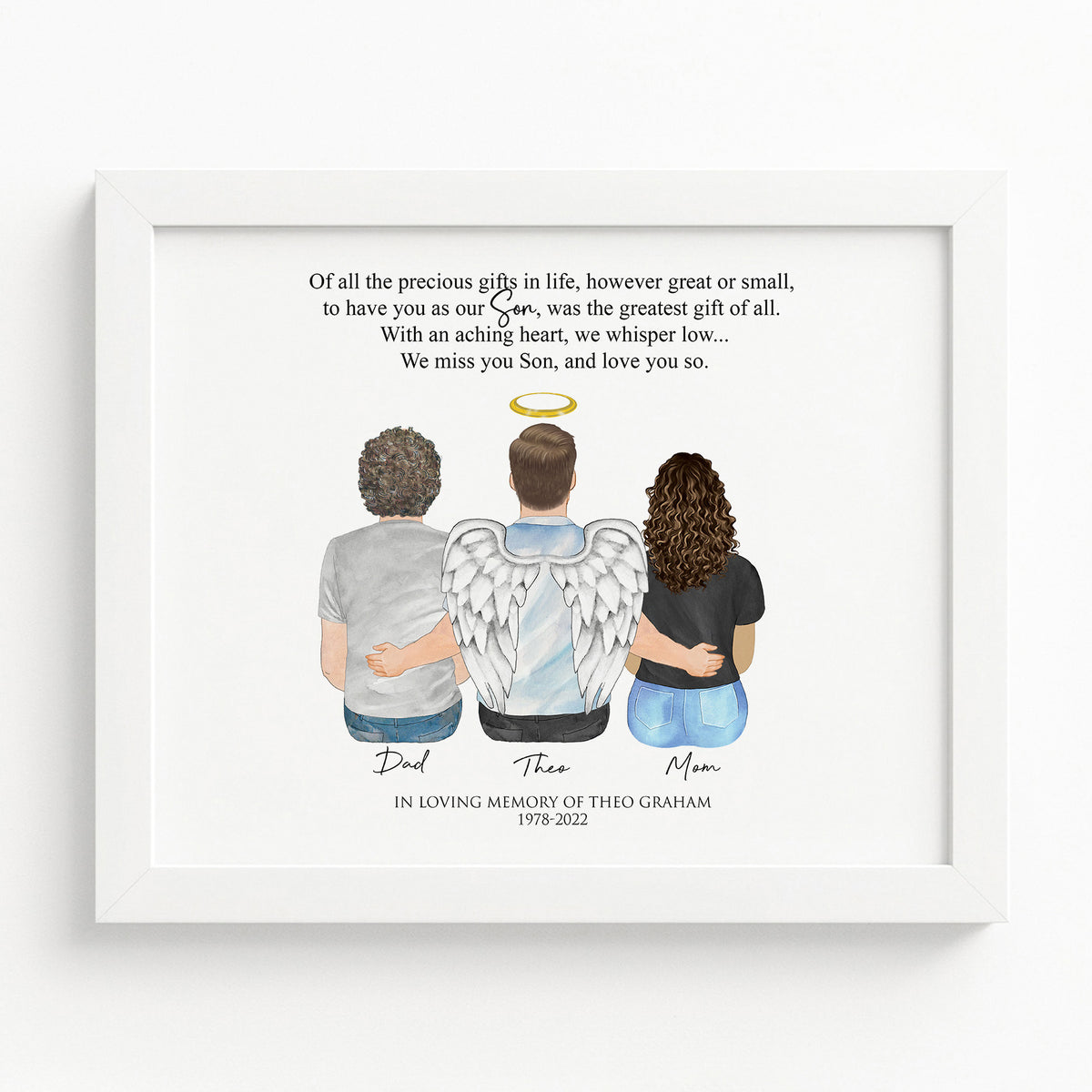 Loss of Son Memorial Wall Art | Personalized Tribute Portrait