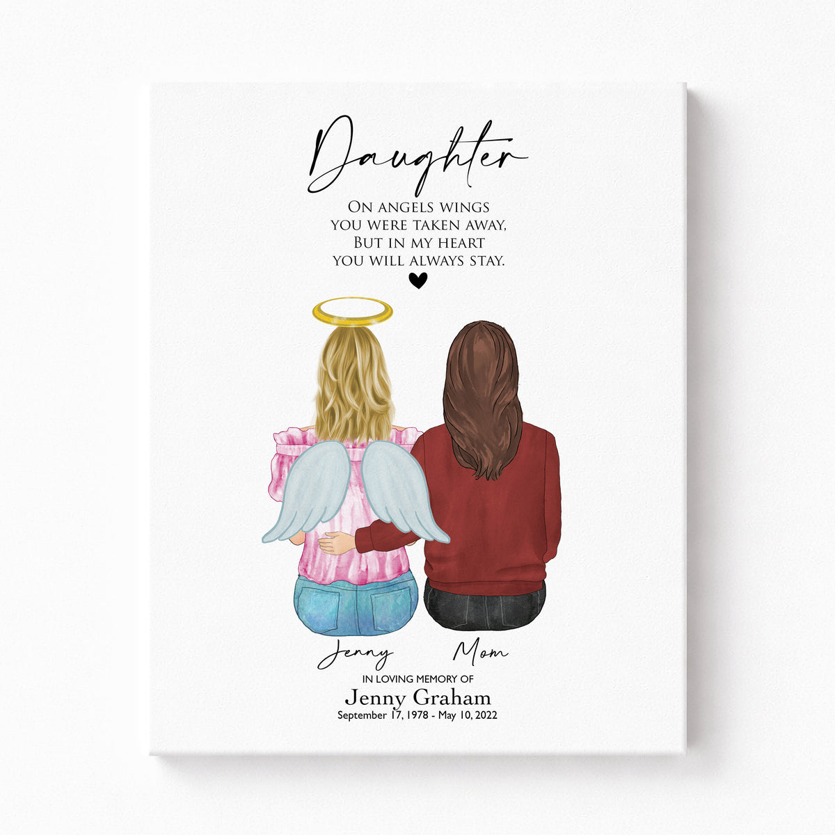 Loss of Daughter Memorial Wall Art | Gift for Bereaved Mother
