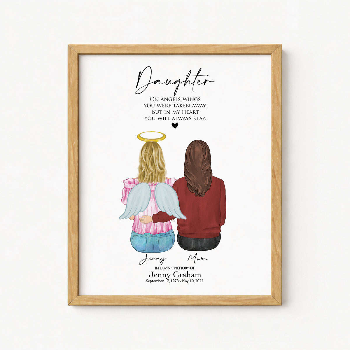 Loss of Daughter Memorial Wall Art | Gift for Bereaved Mother