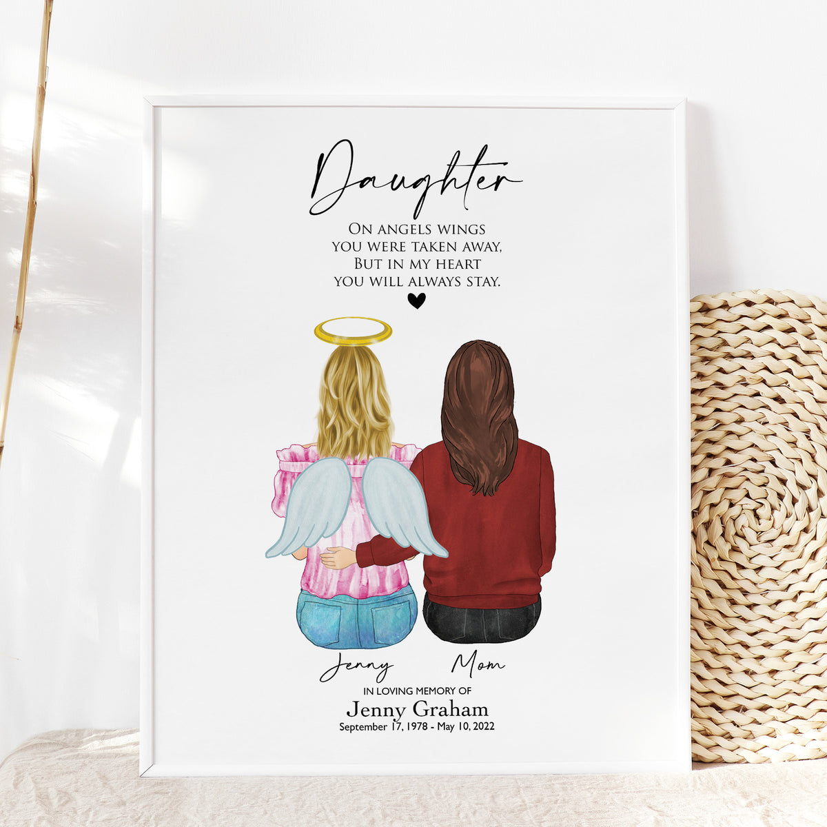 Loss of Daughter Memorial Wall Art | Gift for Bereaved Mother