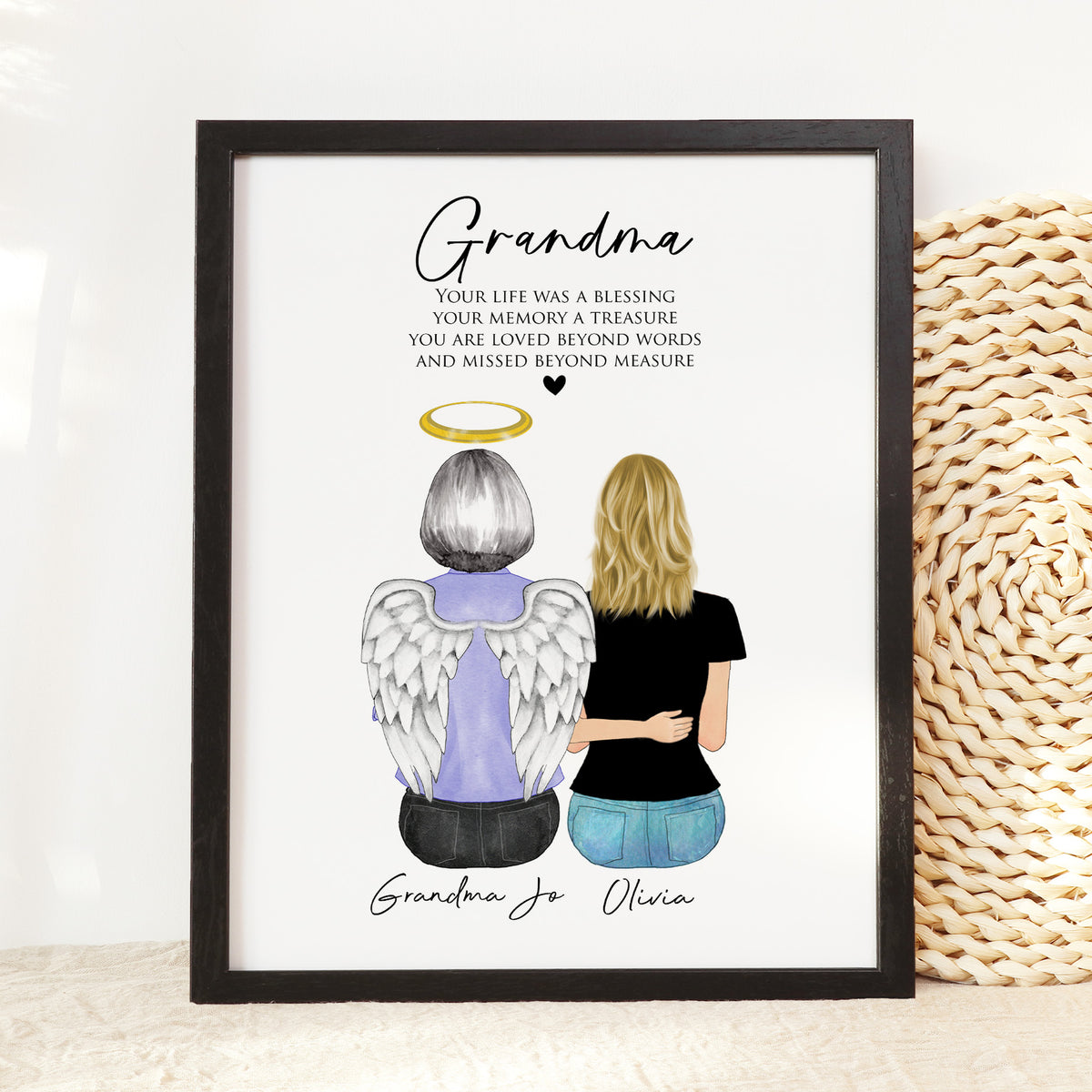 Grandma Memorial Wall Art | Personalized Family Tribute Gift