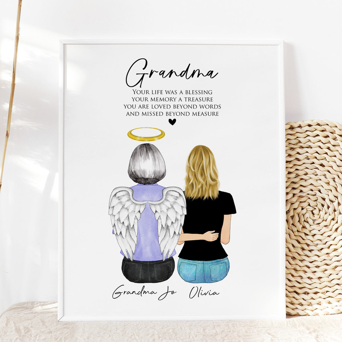Grandma Memorial Wall Art | Personalized Family Tribute Gift