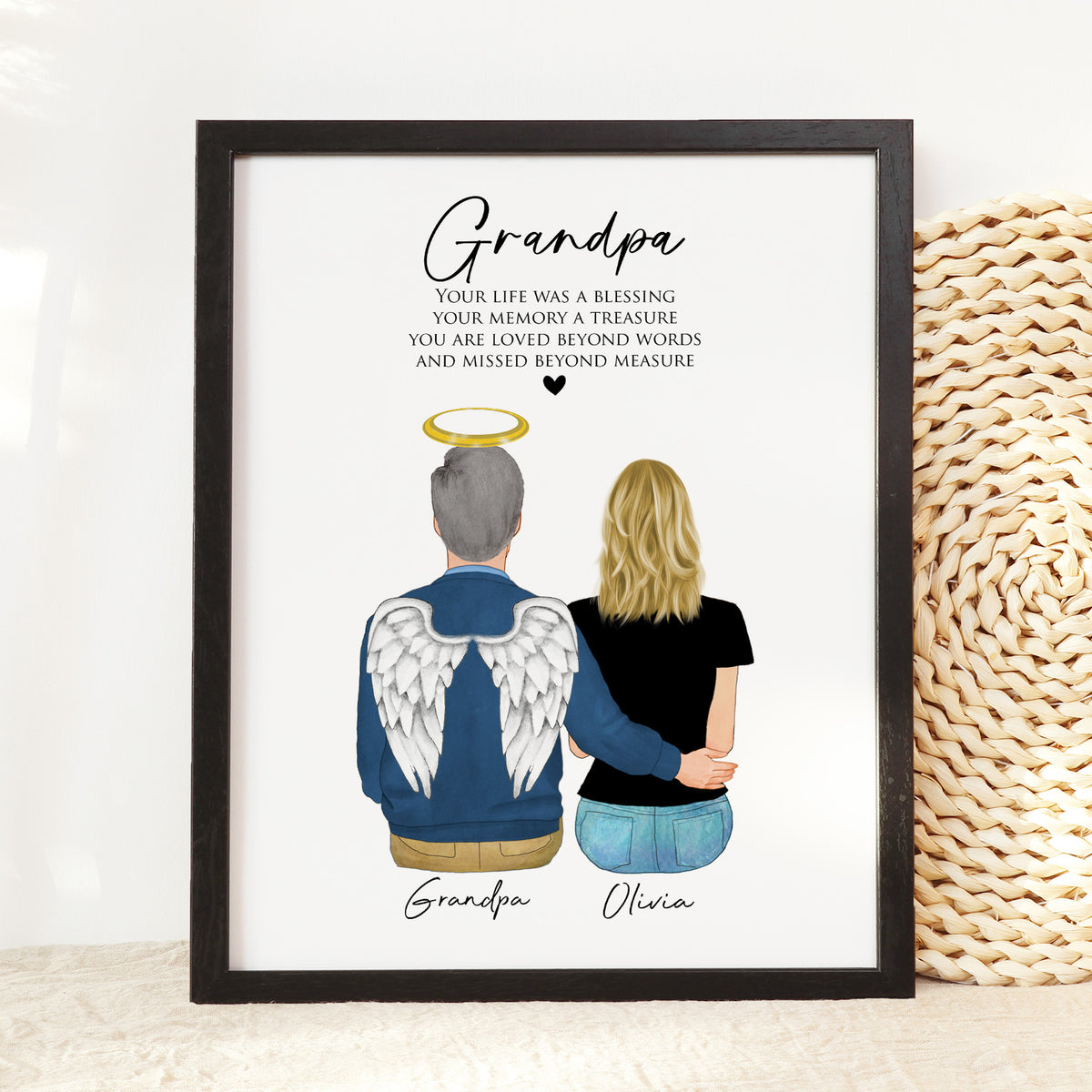 Loss of Grandpa Memorial Wall Art | Personalized Tribute Gift
