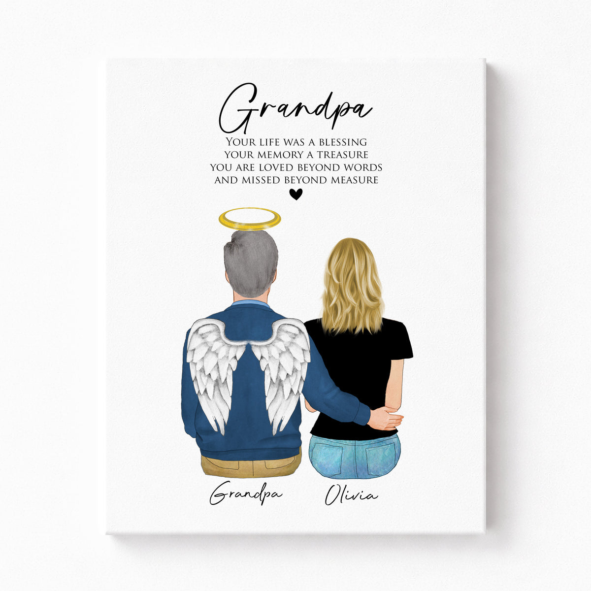 Loss of Grandpa Memorial Wall Art | Personalized Tribute Gift