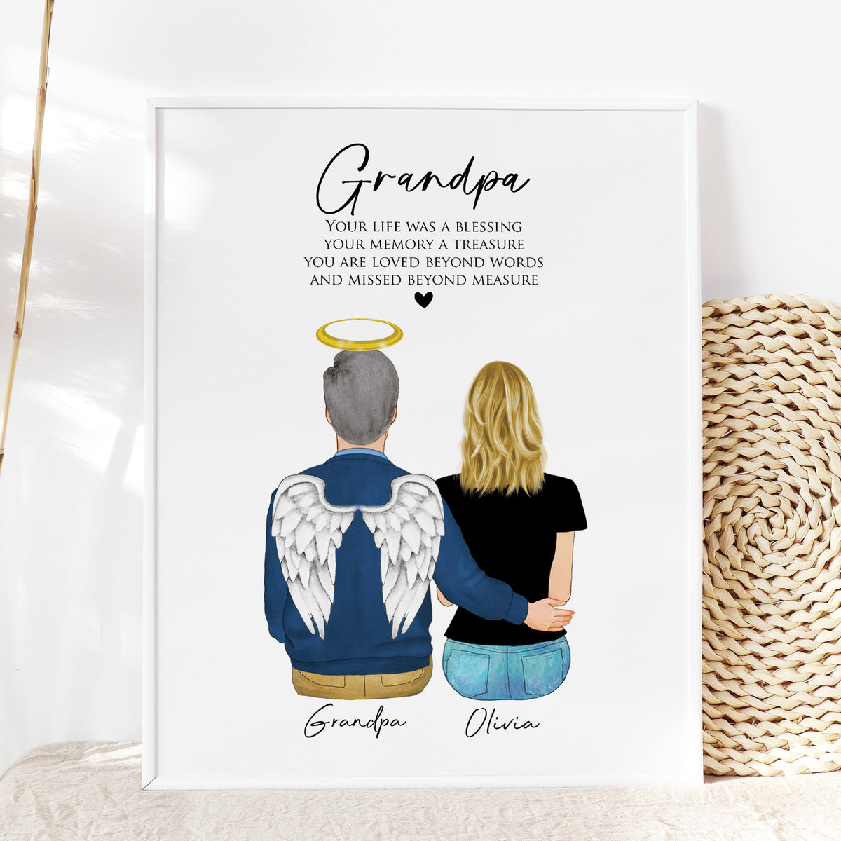 Loss of Grandpa Memorial Wall Art | Personalized Tribute Gift