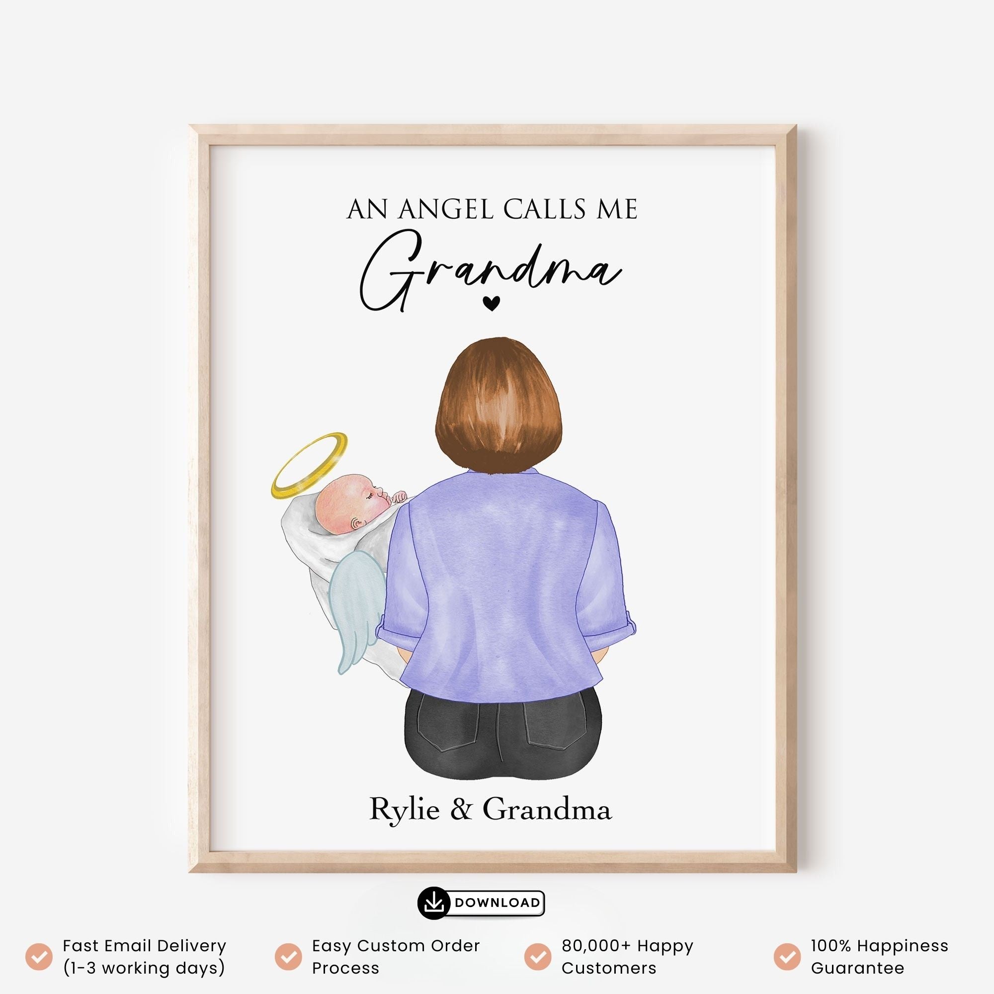 Grandma of Angel Baby Loss Memorial Wall Art Print
