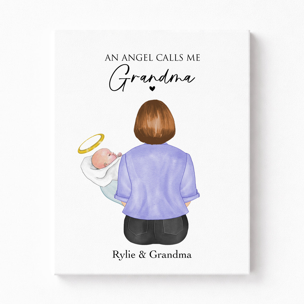 Angel Baby Memorial Art | Grandma Holding Angel | Sympathy Gift