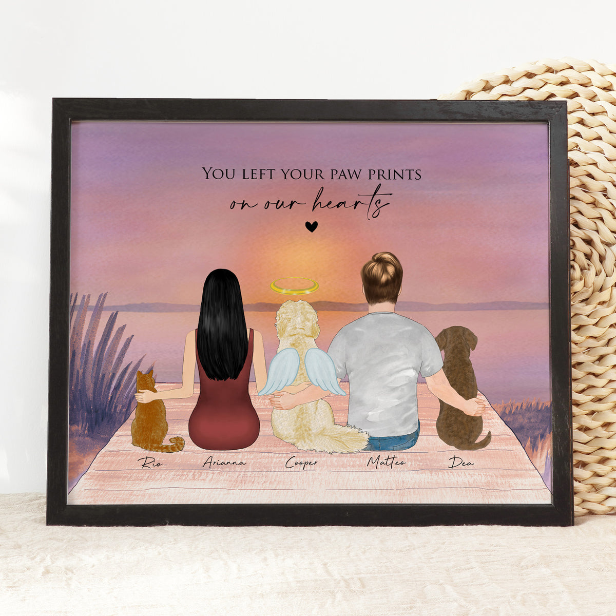Cat Memorial Wall Art | Rainbow Lake Background Portrait