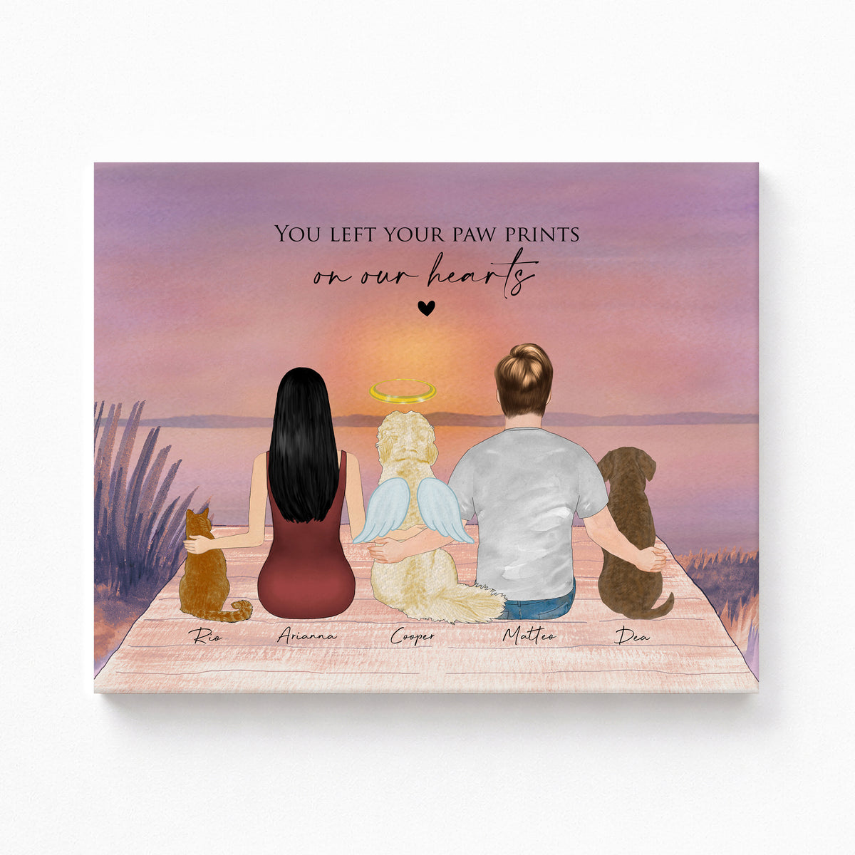 Cat Memorial Wall Art | Rainbow Lake Background Portrait