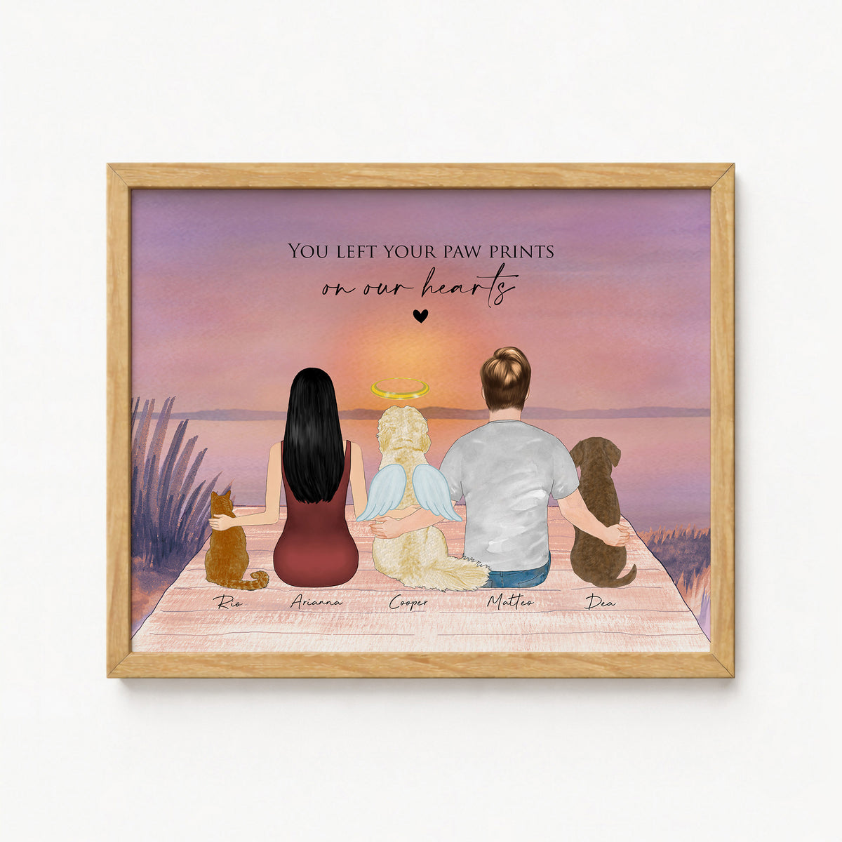 Cat Memorial Wall Art | Rainbow Lake Background Portrait