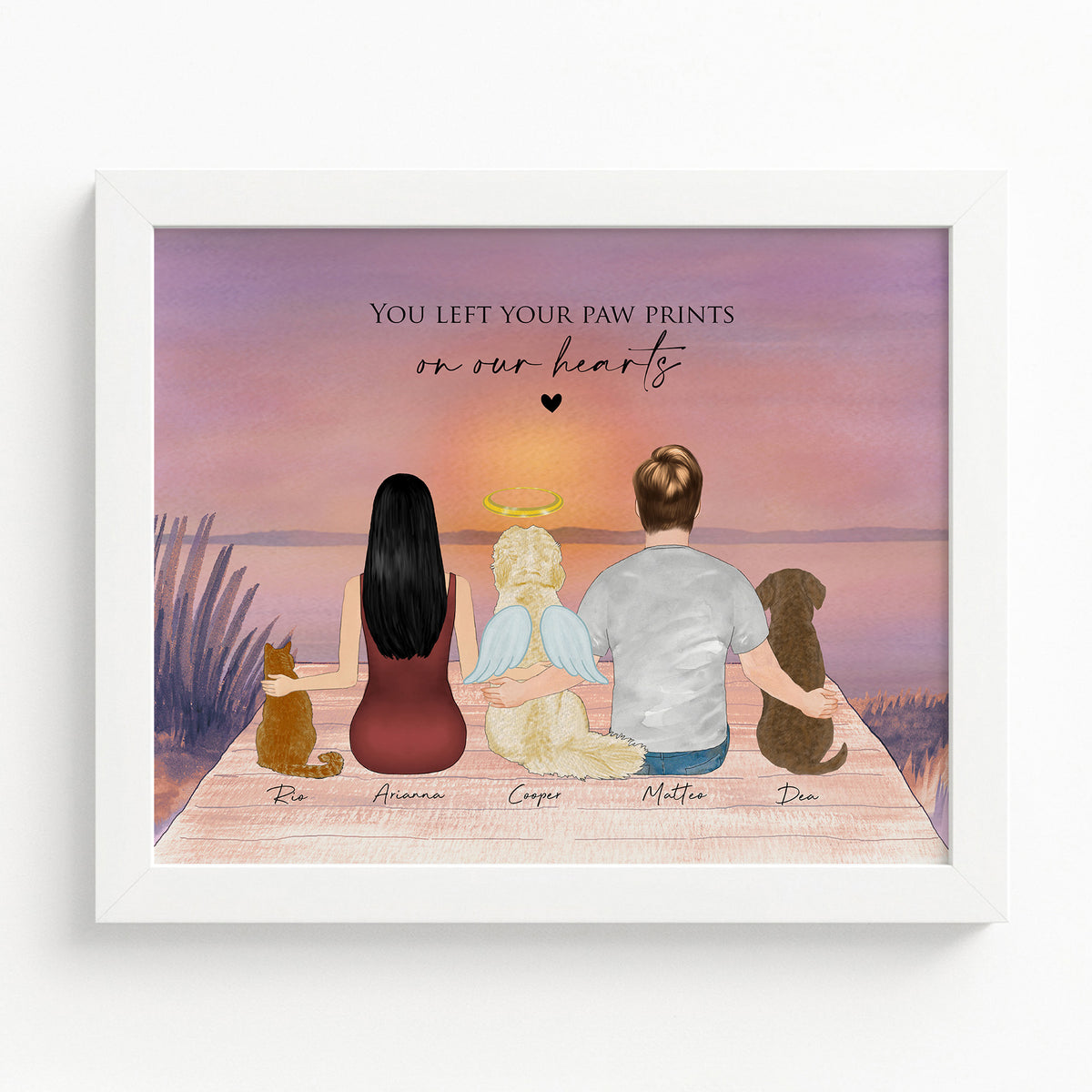 Cat Memorial Wall Art | Rainbow Lake Background Portrait