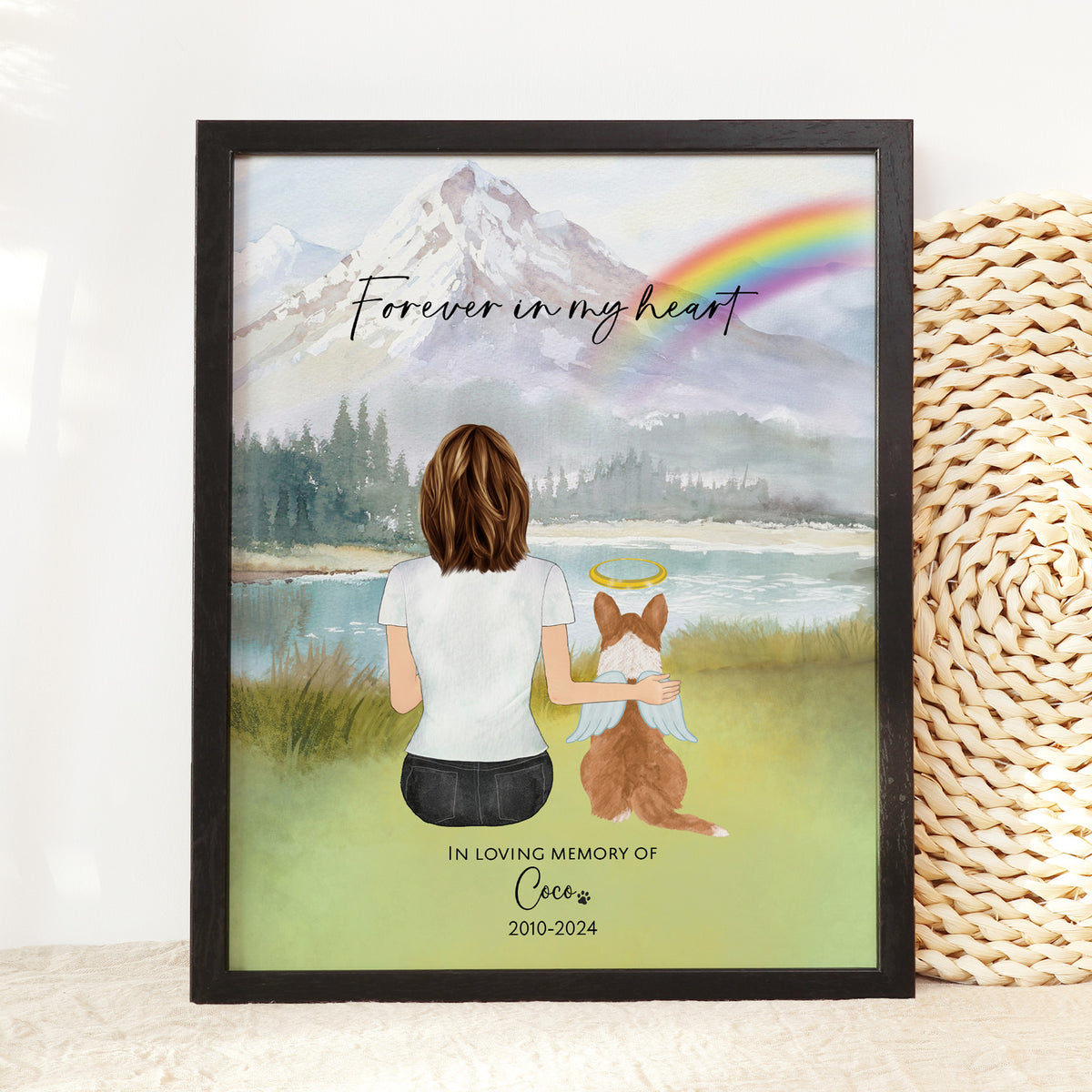 Dog Mom Memorial Rainbow Bridge Print | Pet Loss Tribute Gift