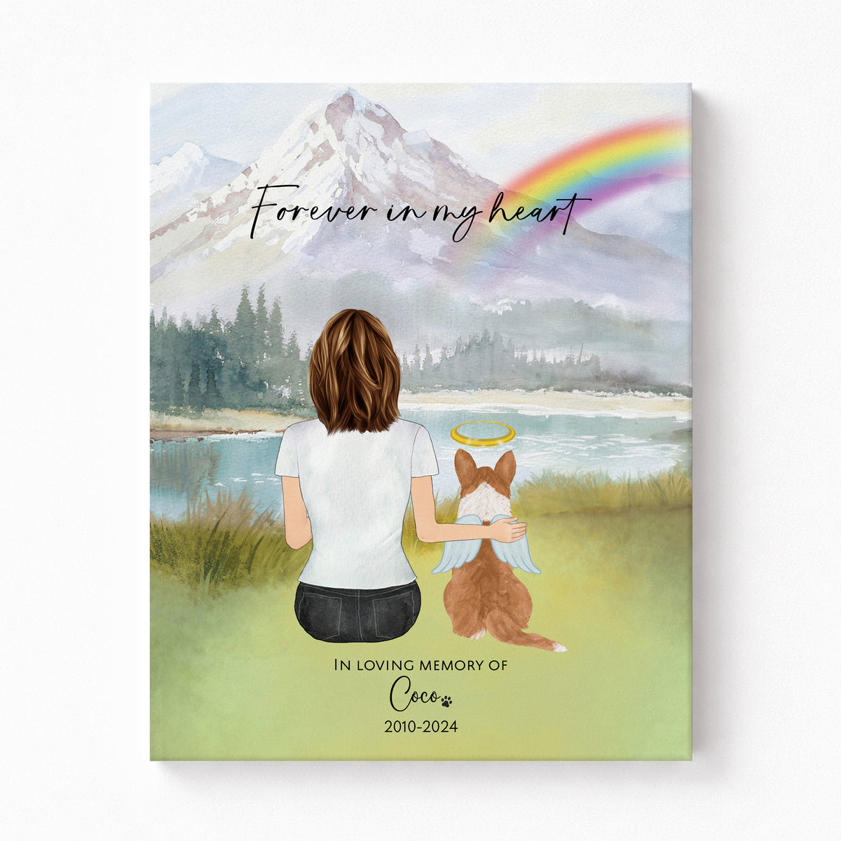 Dog Mom Memorial Rainbow Bridge Print | Pet Loss Tribute Gift