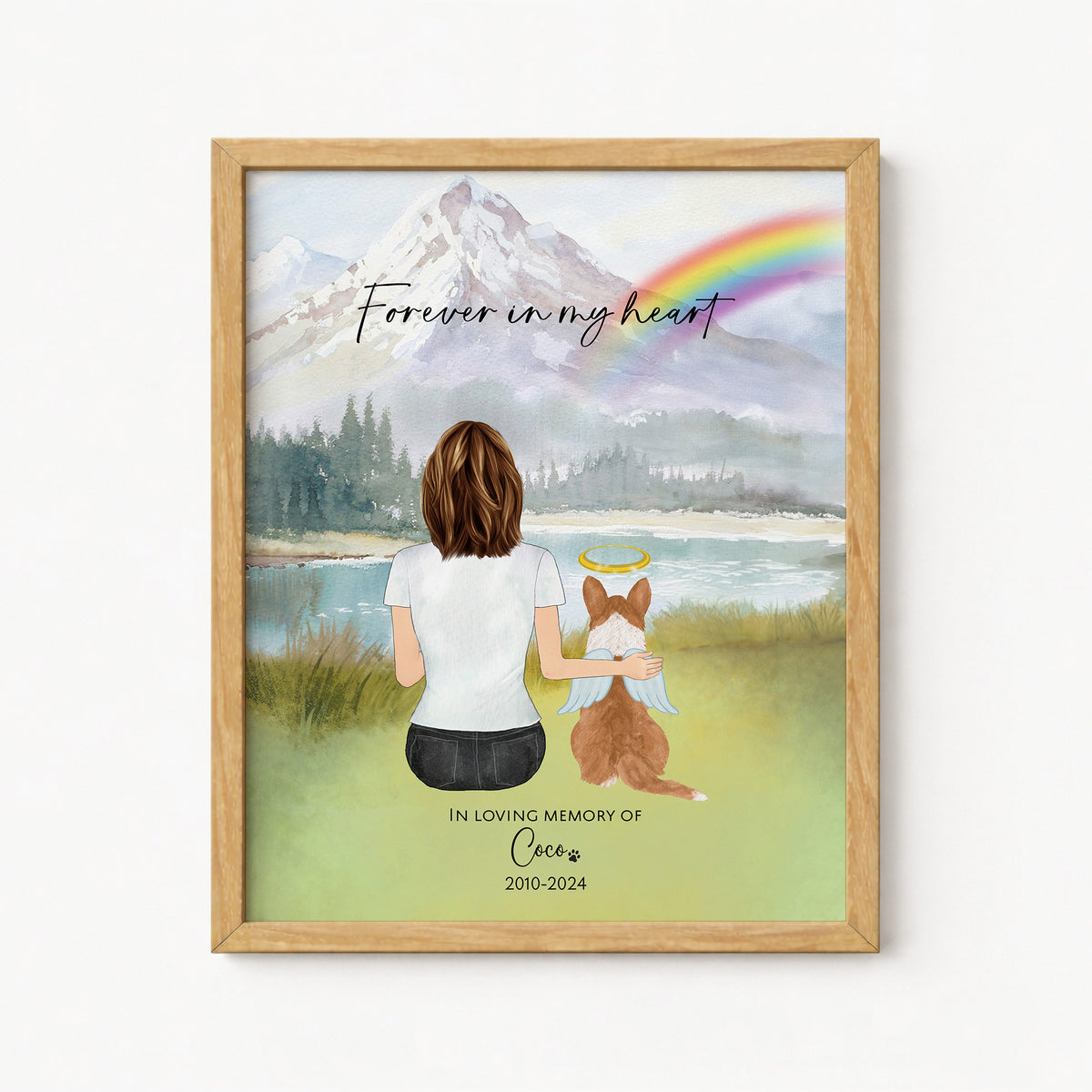 Dog Mom Memorial Rainbow Bridge Print | Pet Loss Tribute Gift