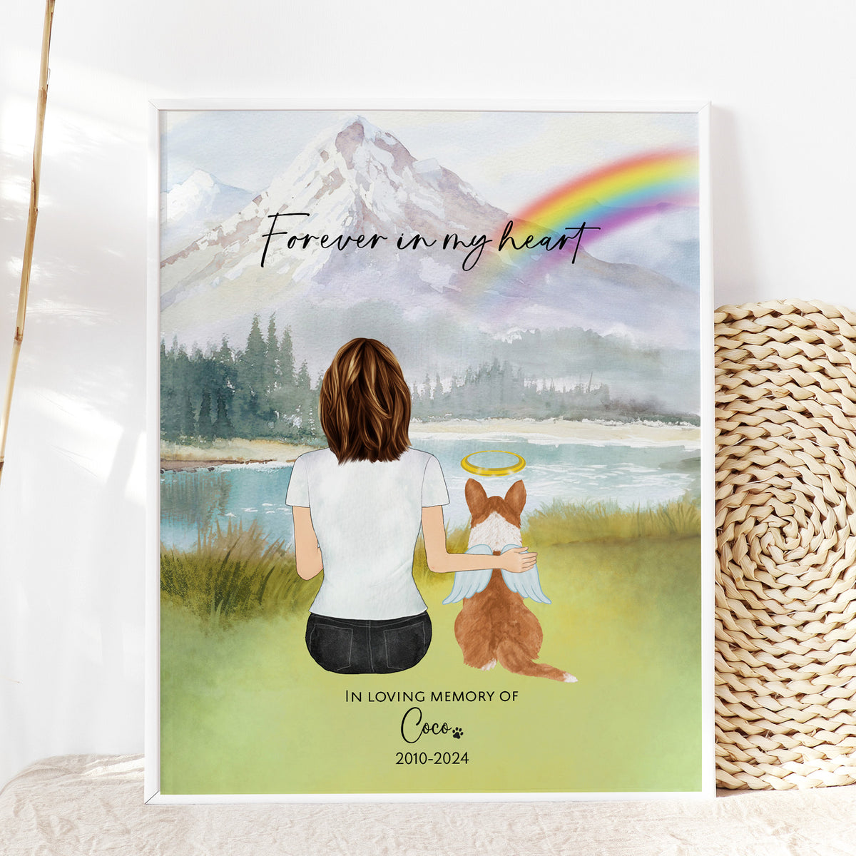 Dog Mom Memorial Rainbow Bridge Print | Pet Loss Tribute Gift