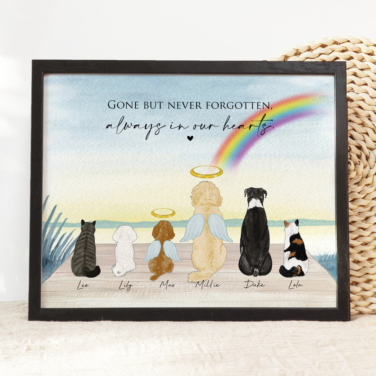 Pet Memorial Wall Art | Rainbow Bridge Print | Pet Loss Gift