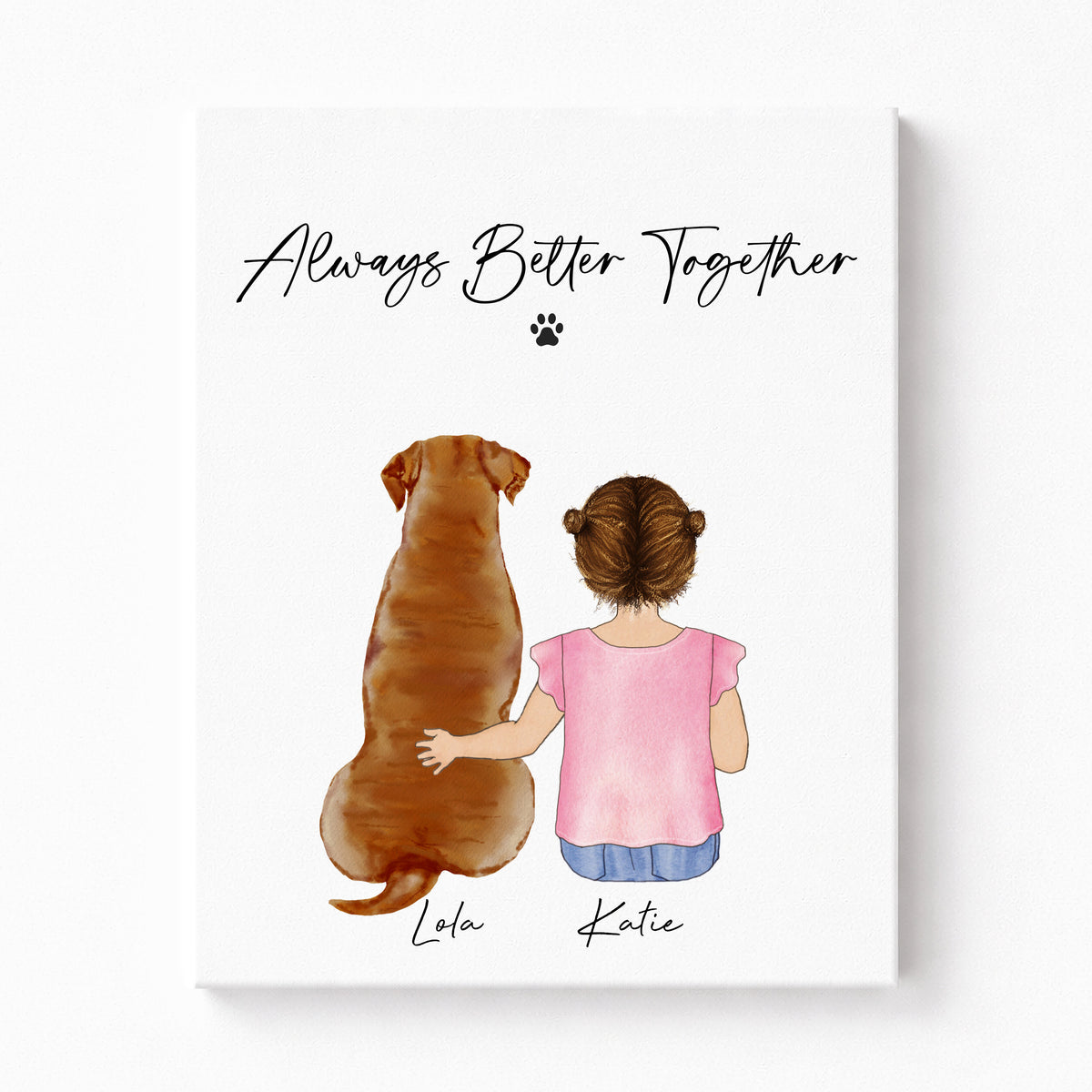 Custom Dog & Girl Portrait | 'All You Need Is Love' Quote Art