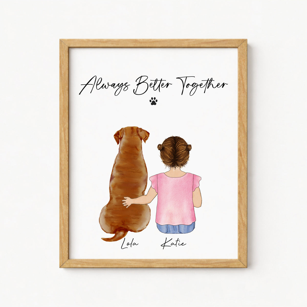 Custom Dog & Girl Portrait | 'All You Need Is Love' Quote Art
