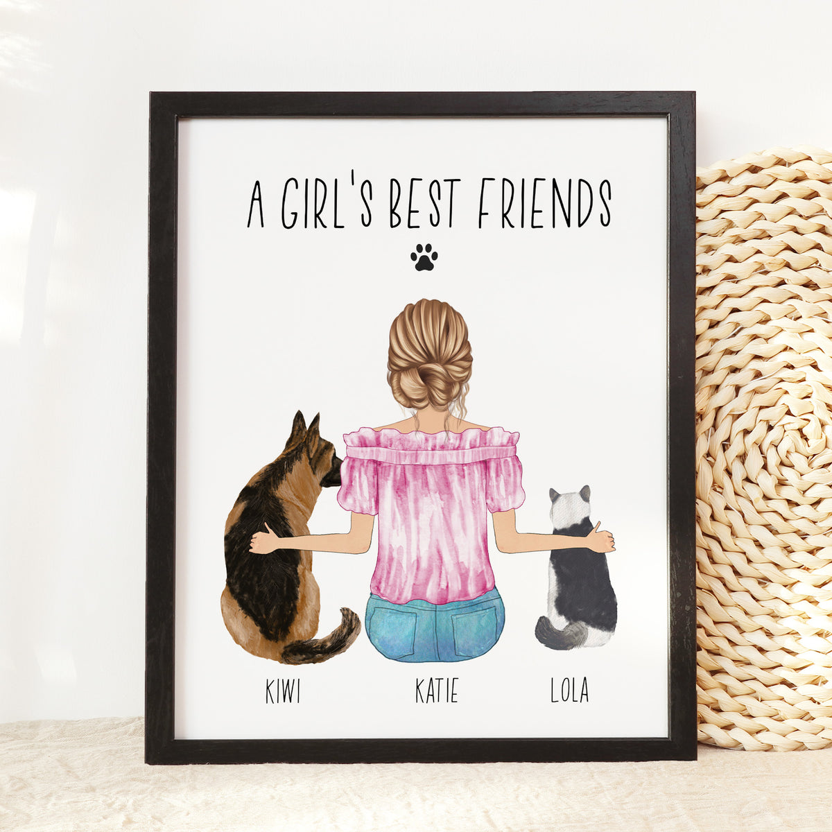 Custom Dog Mom Portrait | Personalized Gift for Dog Mom