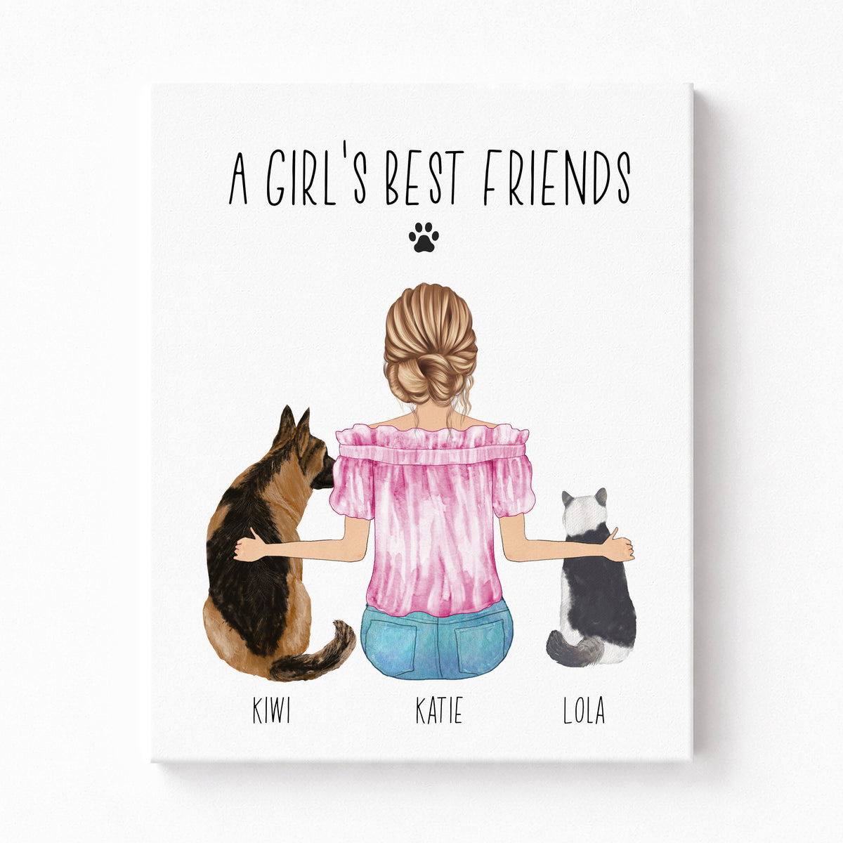 Custom Dog Mom Portrait | Personalized Gift for Dog Mom