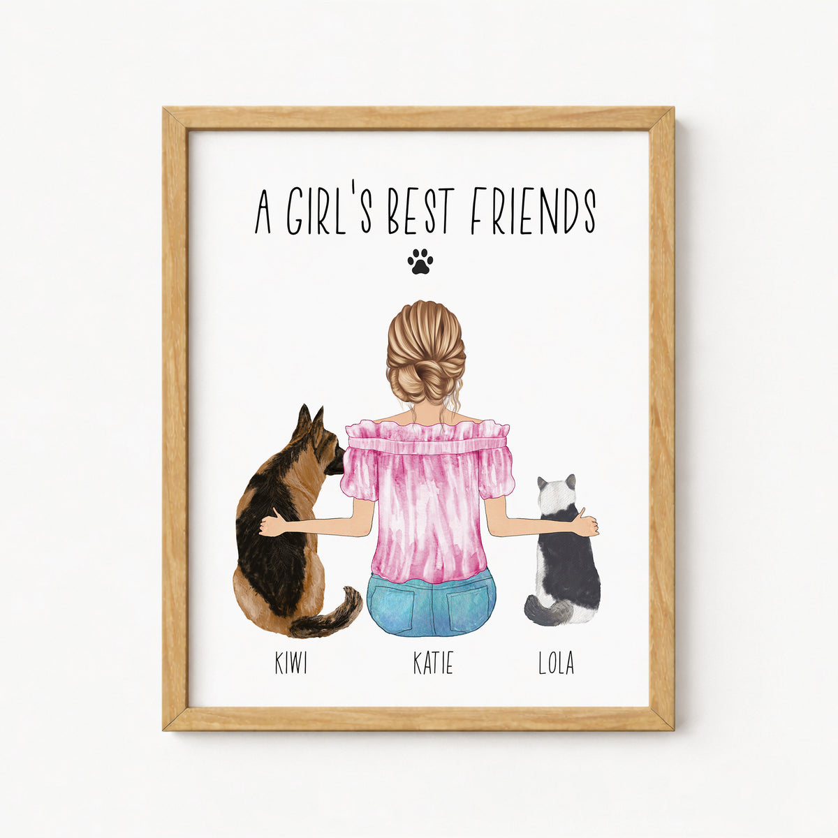 Custom Dog Mom Portrait | Personalized Gift for Dog Mom