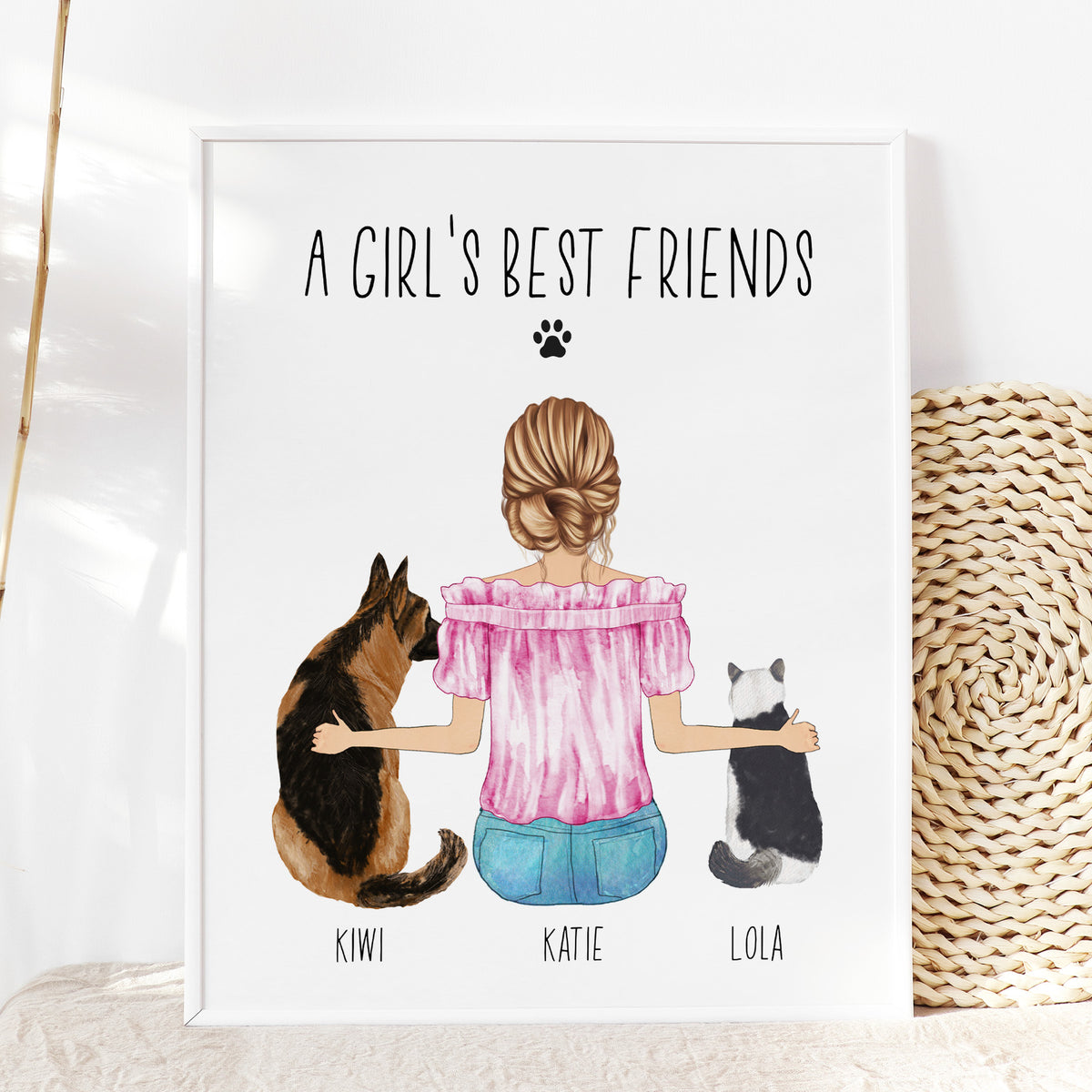 Custom Dog Mom Portrait | Personalized Gift for Dog Mom