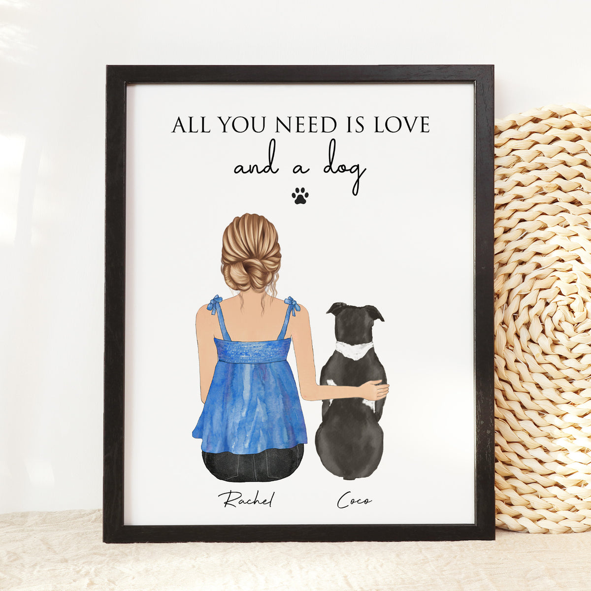 'All You Need Is Love and a Dog' | Custom Dog & Girl Wall Art