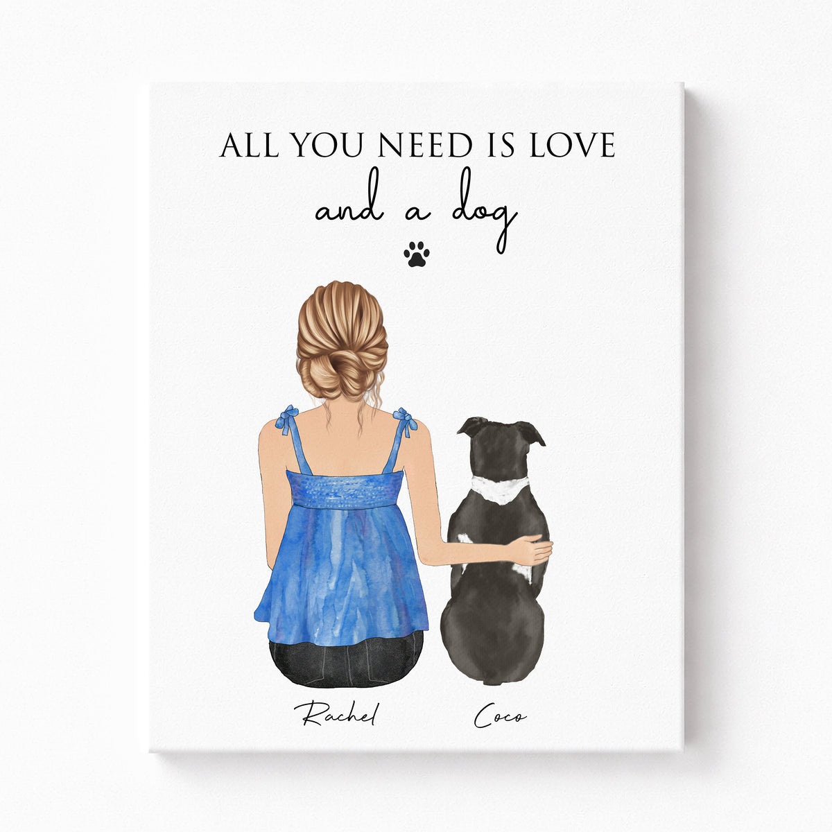 'All You Need Is Love and a Dog' | Custom Dog & Girl Wall Art