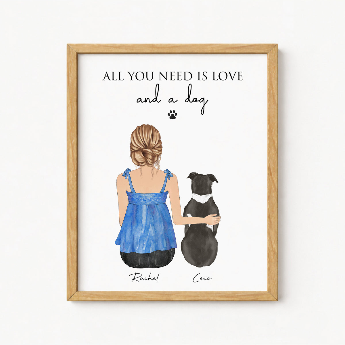 'All You Need Is Love and a Dog' | Custom Dog & Girl Wall Art