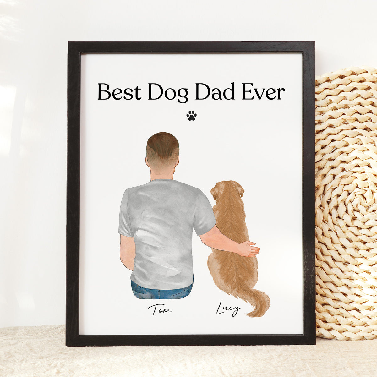 Custom Best Dog Dad Ever Portrait | Dog Dad Gift