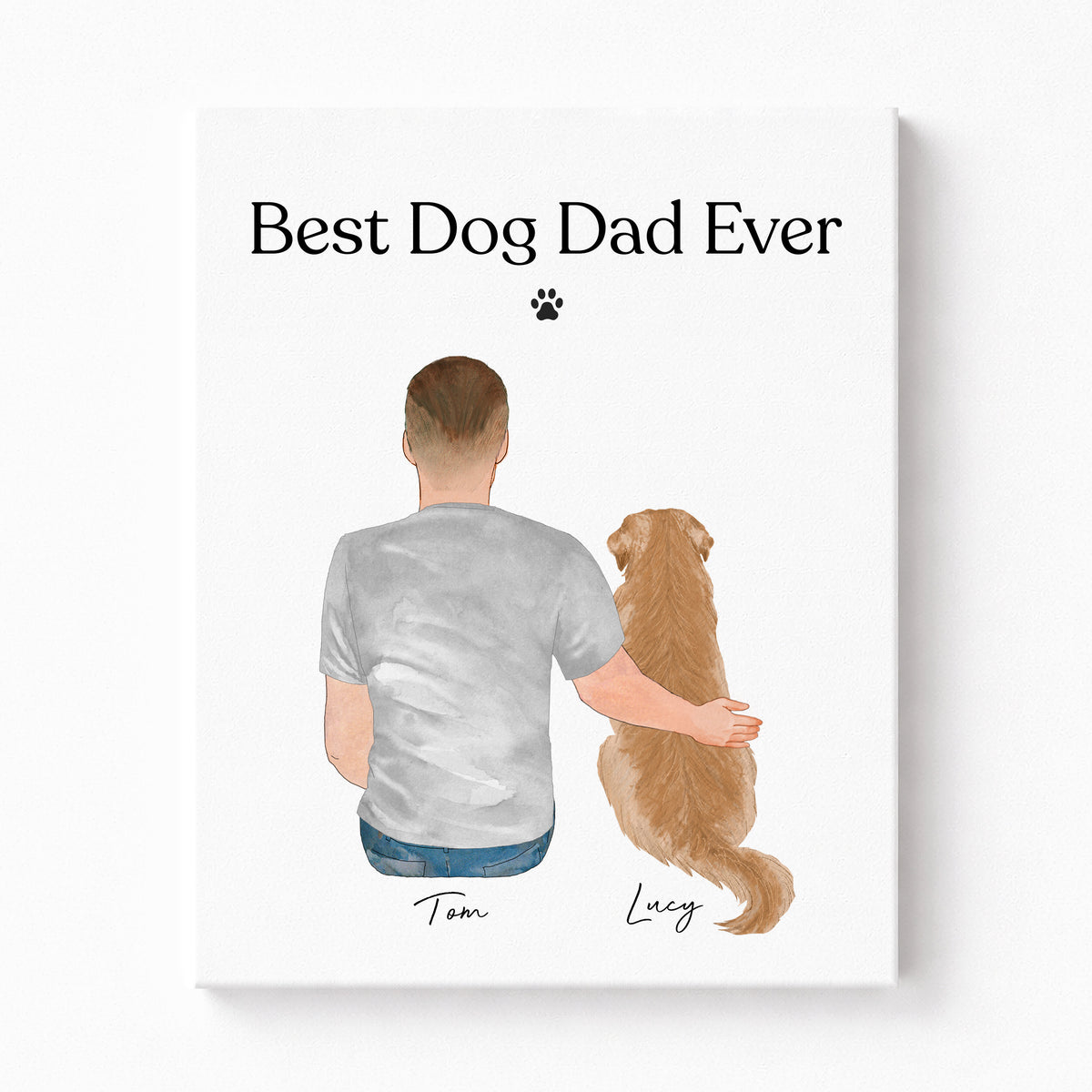 Custom Best Dog Dad Ever Portrait | Dog Dad Gift