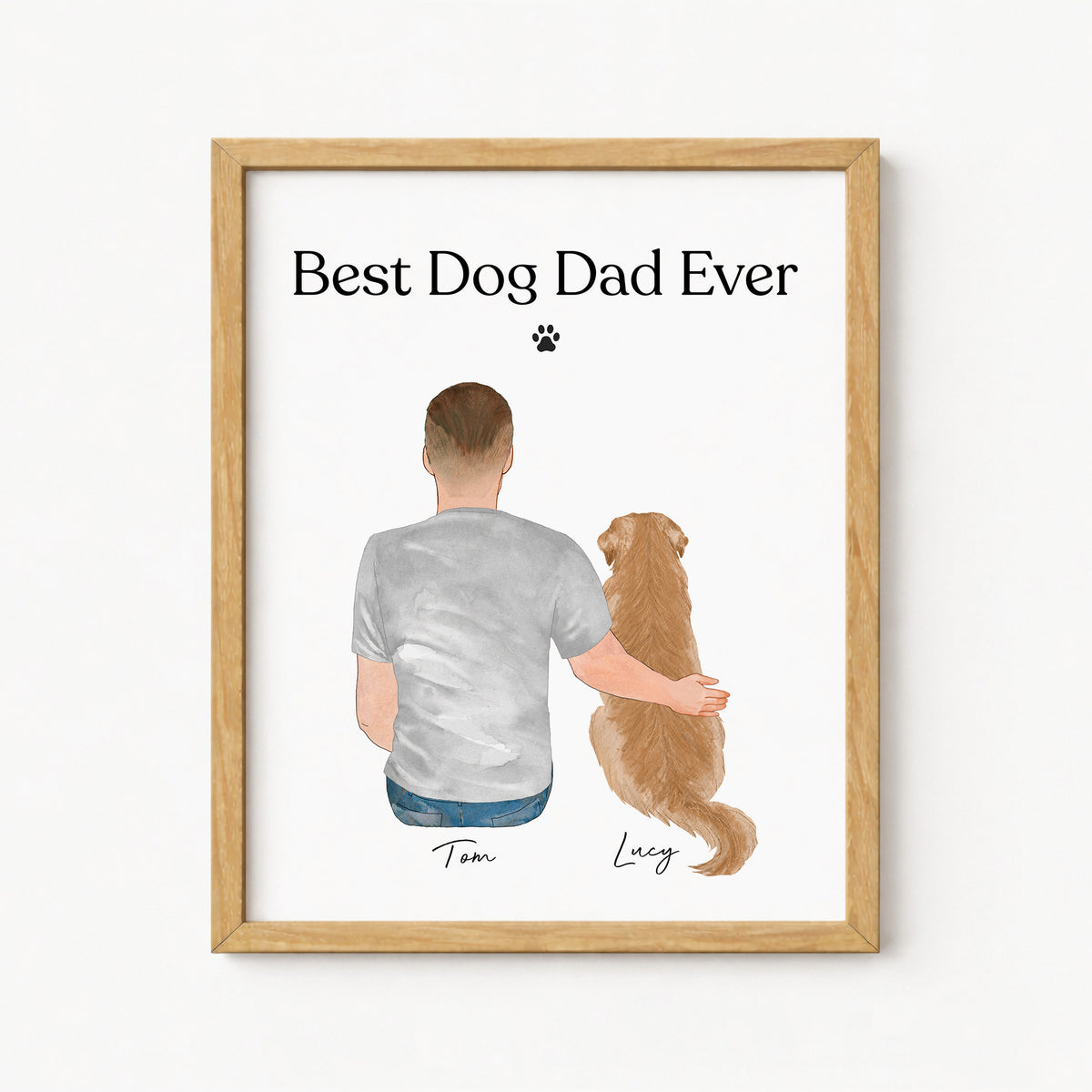 Custom Best Dog Dad Ever Portrait | Dog Dad Gift