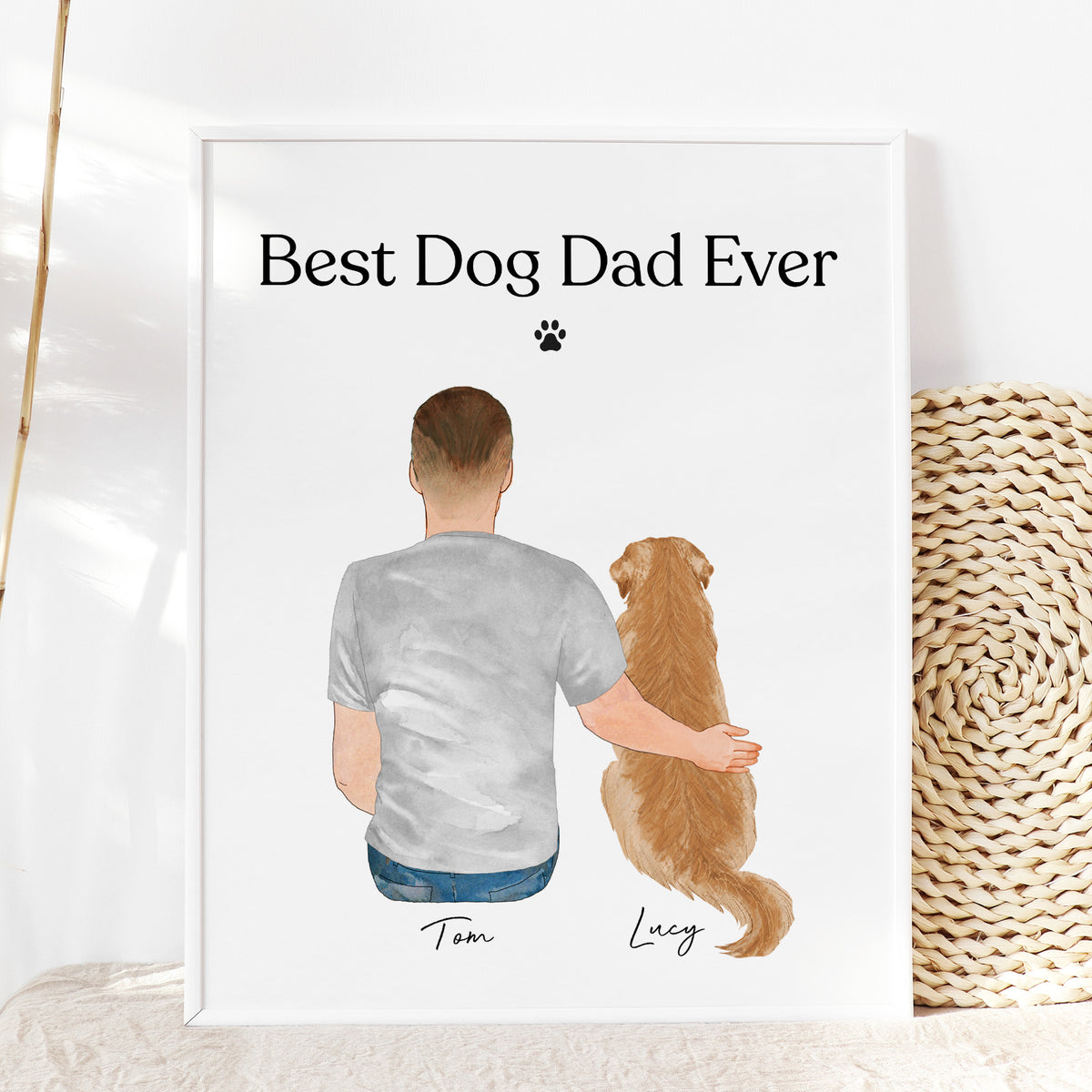 Custom Best Dog Dad Ever Portrait | Dog Dad Gift