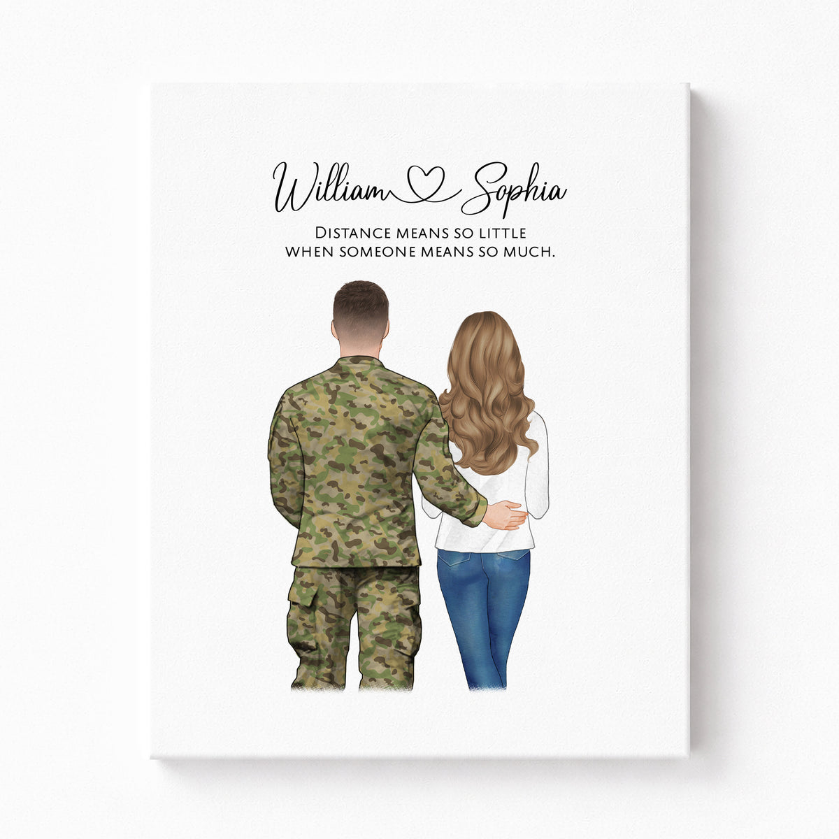 Custom Military Couple & Pets Portrait | Homecoming Gift