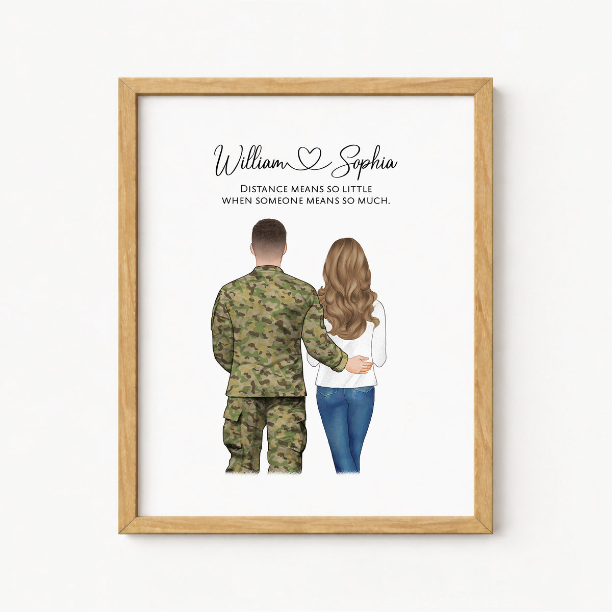 Custom Military Couple & Pets Portrait | Homecoming Gift