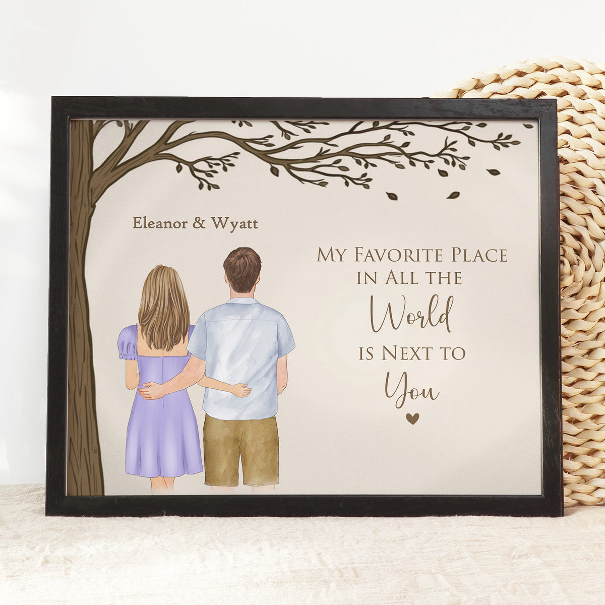 Custom Couple Portrait | Personalized Anniversary Wall Art