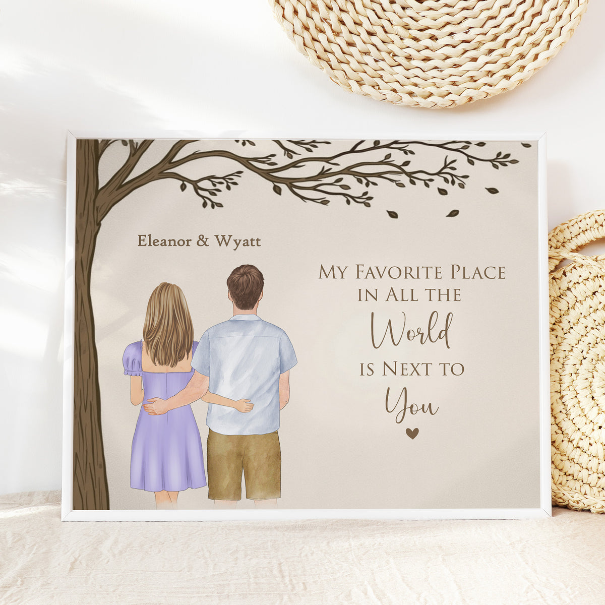 Custom Couple Portrait | Personalized Anniversary Wall Art