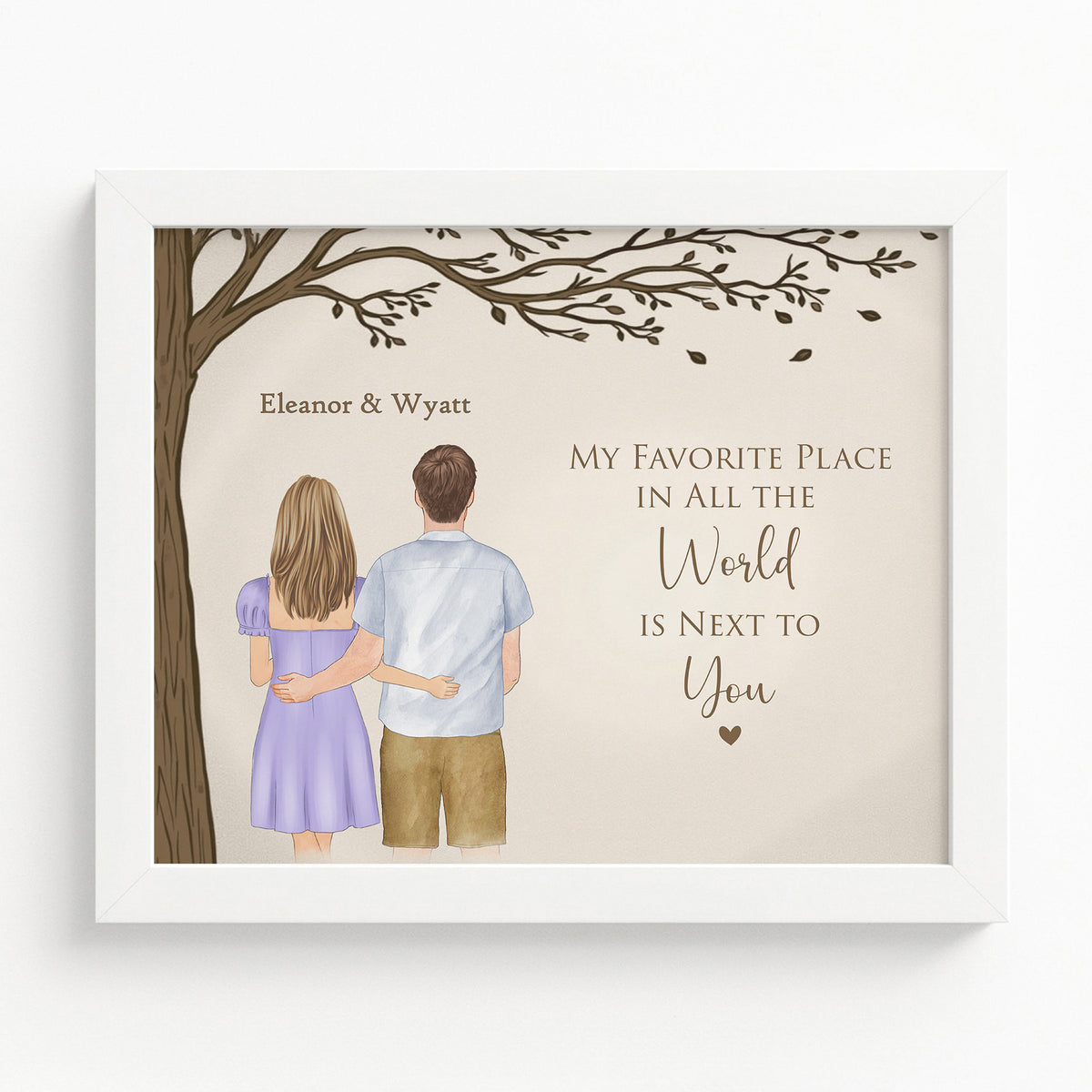 Custom Couple Portrait | Personalized Anniversary Wall Art