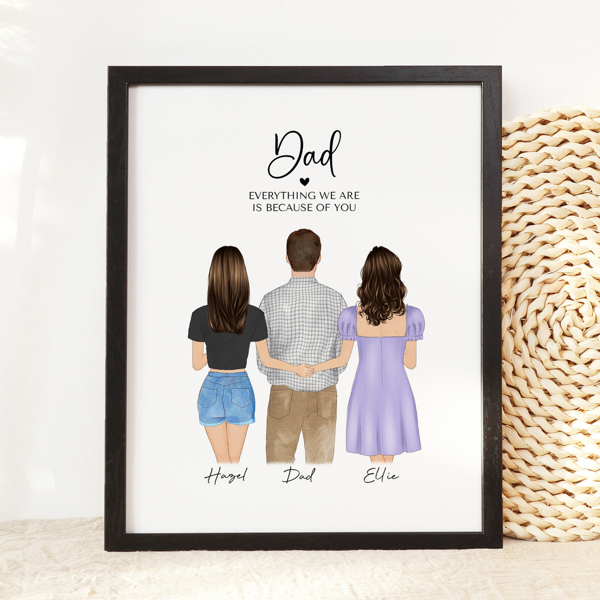Custom Father & Daughters Wall Art | 'Everything We Are' Dad Gift