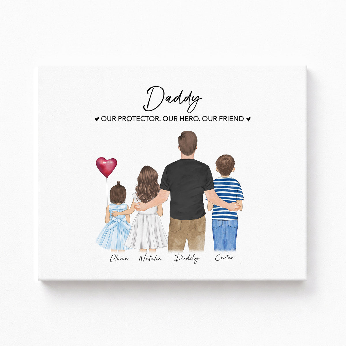 Custom Daddy, Daughter & Son Portrait | Gift for Dad