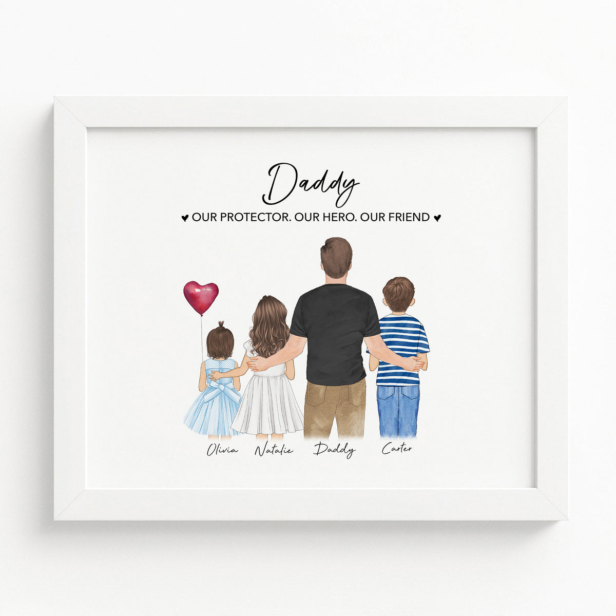 Custom Daddy, Daughter & Son Portrait | Gift for Dad