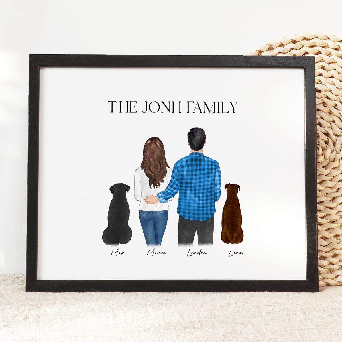 Custom Couple & Dog Portrait