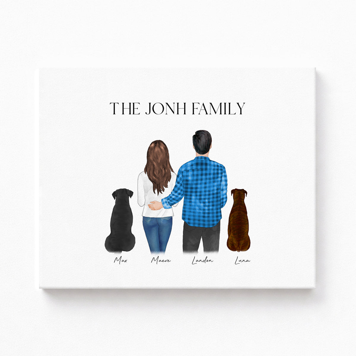 Custom Couple & Dog Portrait